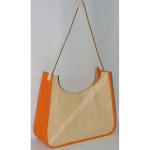 Jute Bag With Long Cotton Web Shoulder Handles.