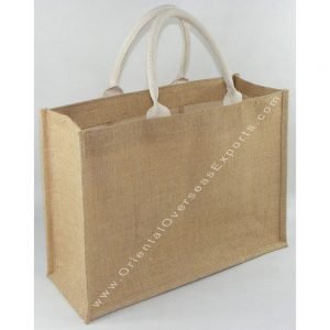 Natural Jute Bag With Soft Cotton Web Handles & an inside Jute Pocket