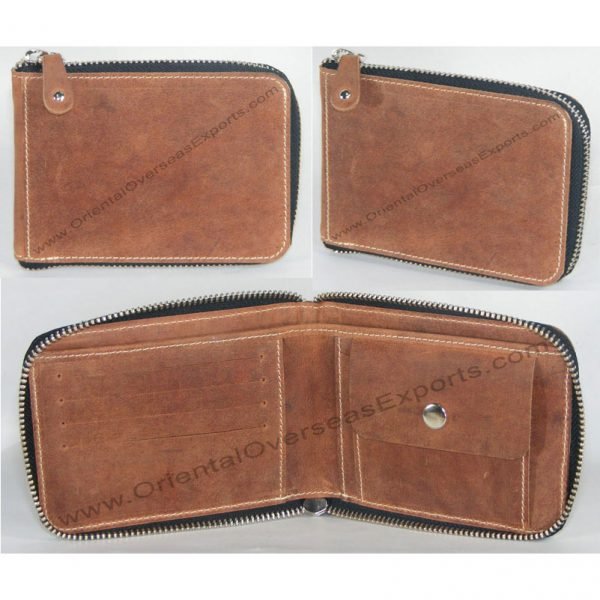 Zipper Wallet made from Genuine Cow Hunter Leather