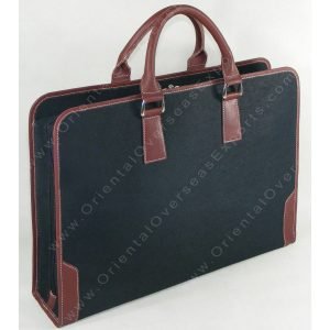 Elegant looking Luxury Jute Cotton Leather Office Portfolio made from Jute Cotton Fabric + Real Cow DDDM Leather handles and trims, along with luxury lining and multiple pockets inside