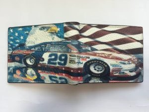 digitally printed leather wallet