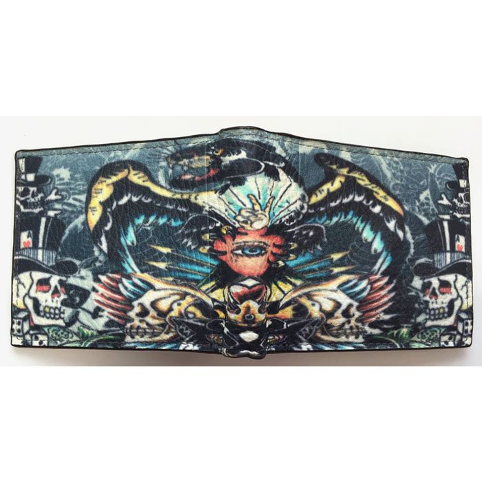 digitally printed leather wallet