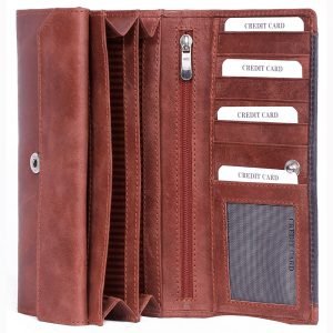 Custom embossed real Brown crunch leather purse