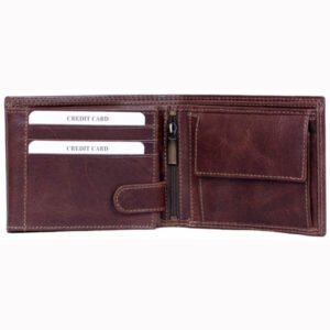 design and buy custom embossed or engraved real Brown VT leather wallet with multiple card and currency slots online