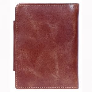 back look of Brown VT leather lady purse with multiple card and currency slots