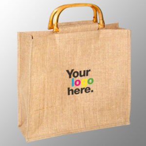 natural jute bag for promotion with wooden handles