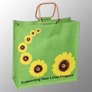 Printed Jute Bag with cane handles
