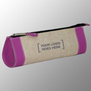 design and buy jute cotton pencil case with real leather trims online