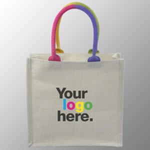Jute Bag with Two Tone Cotton Handles