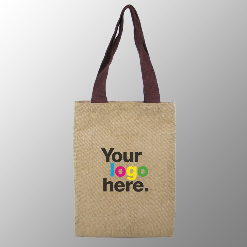 Jute Tote Bag with Dyed Cotton Web Handles