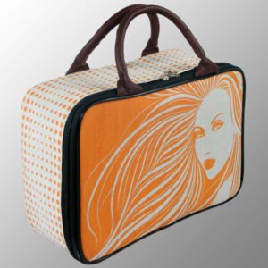 The Elegant looking printed suitcase with Genuine Leather Handles, Satin Lining inside, Plastic Foots on the bottom.. 