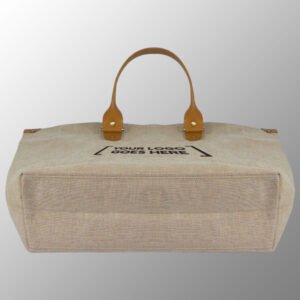 Jute Cotton Bag With Leather Handles