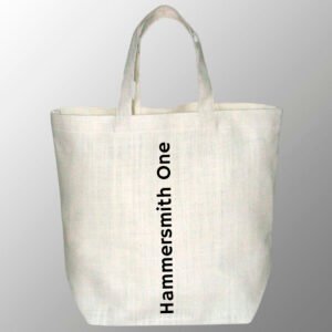 White Jute Bag With Logo Print