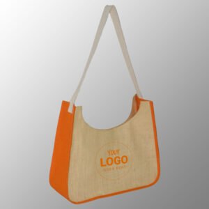 Jute Bag With Long Cotton Web Shoulder Handles.