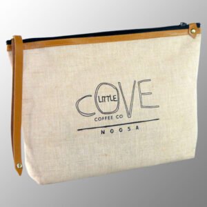 Jute Cotton Toilet Bag with Leather Trims