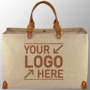 Juco Leather Bag - made from Natural Jute Cotton Fabric with lamination