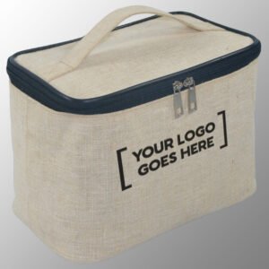 Elegant Looking Vanity bag, made from Jute Cotton Fabric, with Rich Satin Lining Inside. It can be personalized as per your ideas of size, color, prints or logo's