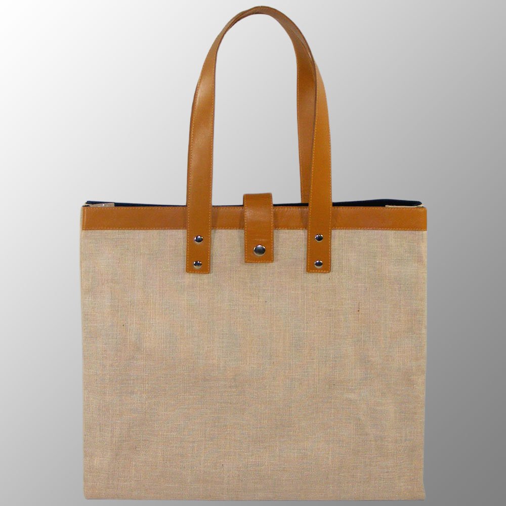 Jute Cotton Bag with Leather