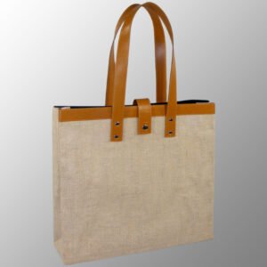 Jute Cotton Bag with Leather