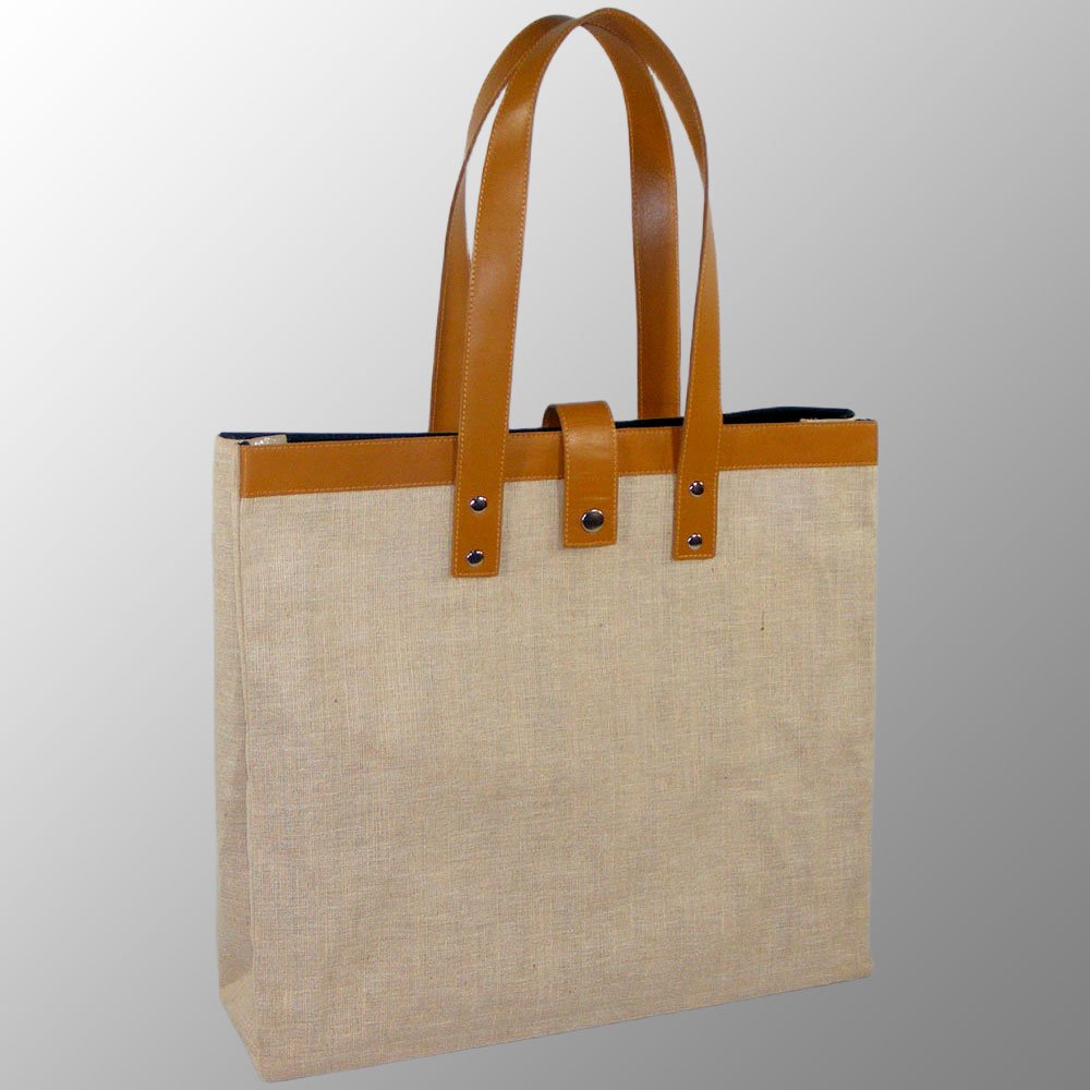 Jute Cotton Bag with Leather