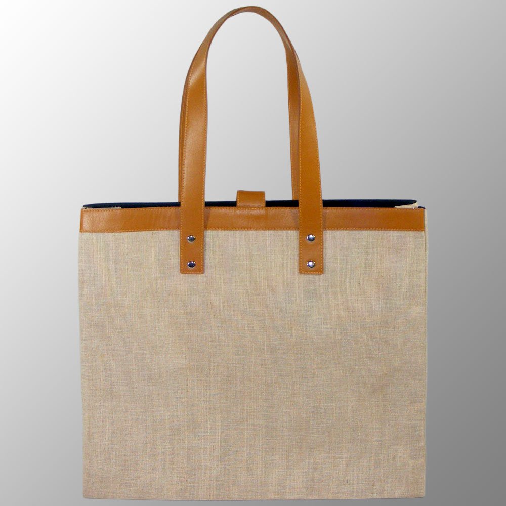 Jute Cotton Bag with Leather