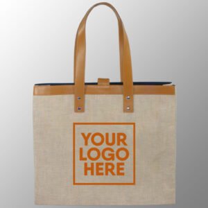 Luxury Jute Cotton Bag with Leather Handles