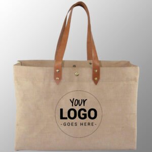 Juco Leather Bag, made from Natural Jute Cotton Fabric with Long Lasting LDPE lamination and Genuine Buffalo Leather Handles