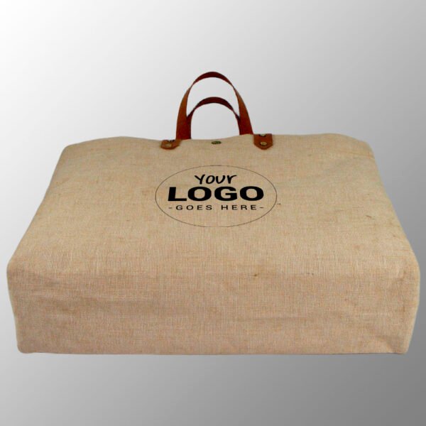 Juco Leather Bag, made from Natural Jute Cotton Fabric with Long Lasting LDPE lamination and Genuine Buffalo Leather Handles