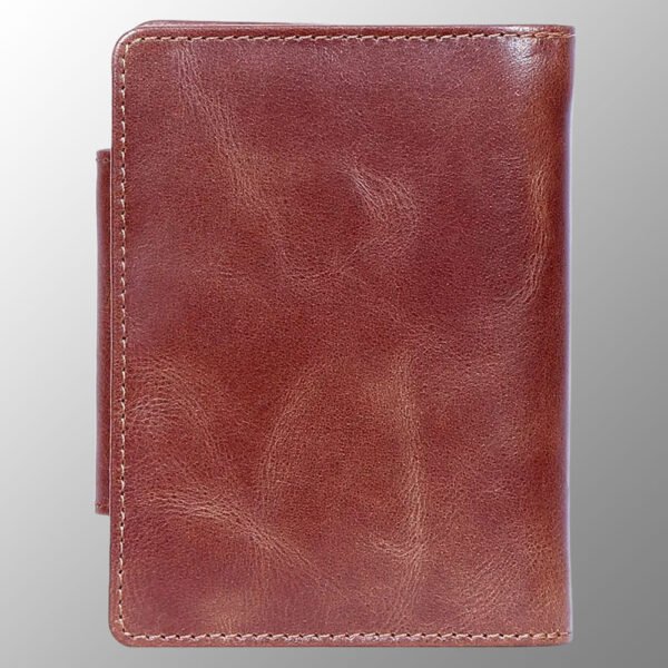 front look of Brown VT leather lady purse with multiple card and currency slots