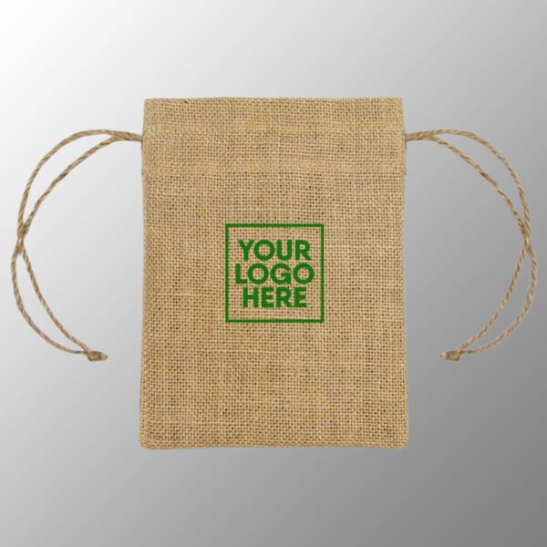 design and buy your own custom screen printed jute drawstring pouch online