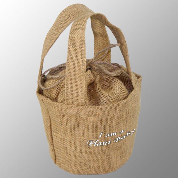 mini jute drawstring bag