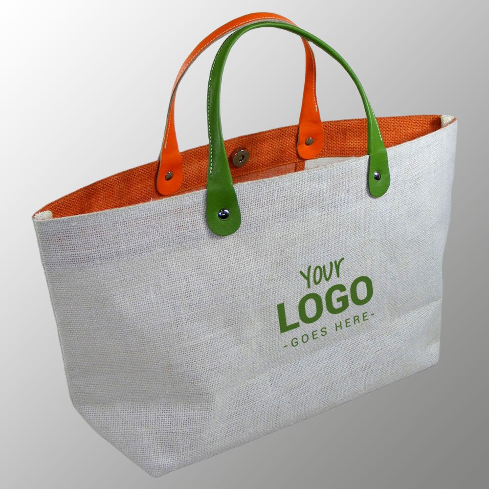 Luxury Jute Bag with Leather Handles