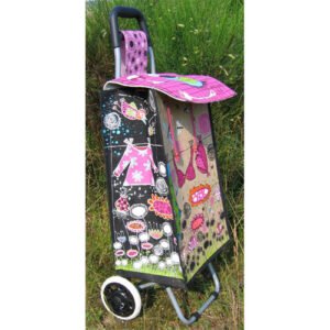 screen printed jute trolley bag