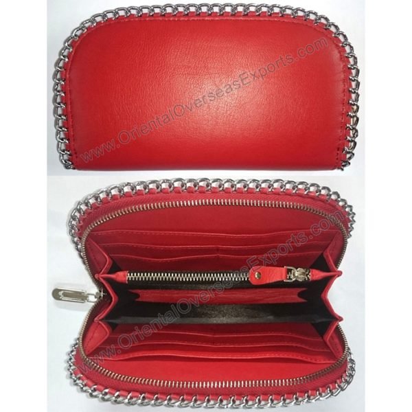 real leather ladies purse with chain