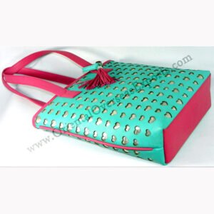 real leather laser cut handbag