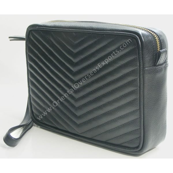 luxury real leather cosmetic bag