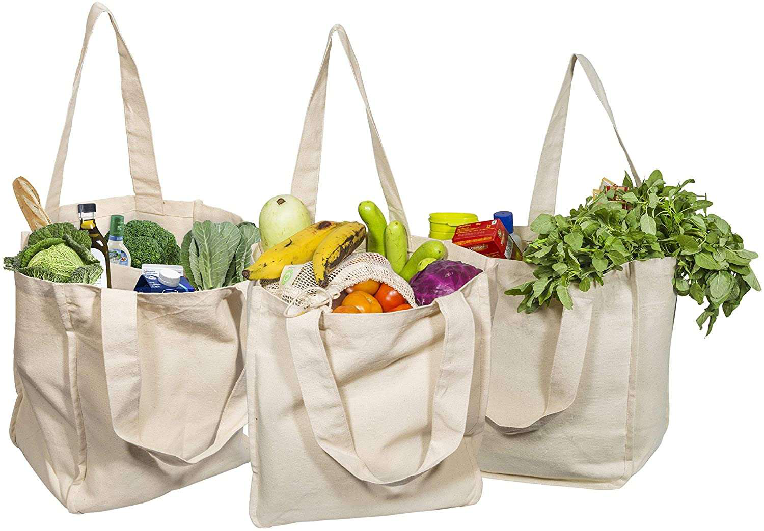 Canvas Grocery Bag with Pockets inside