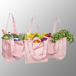 Canvas Grocery Bag with Pockets inside
