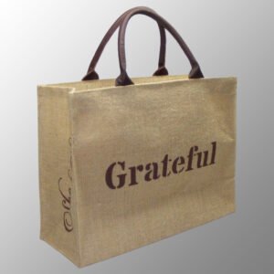 luxury natural jute bag with leather handles