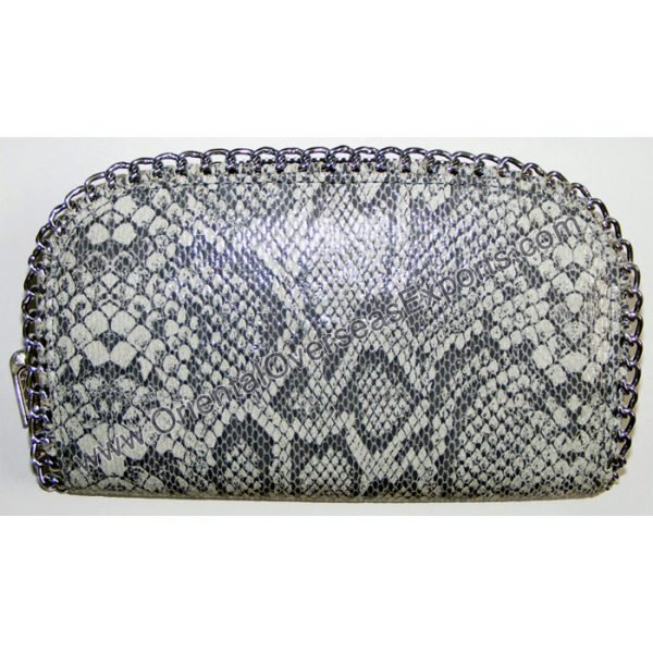 snake print luxury leather purse with chain