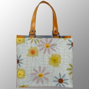 juco printed bag with leather handles