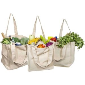 Canvas Grocery Bag with Pockets inside