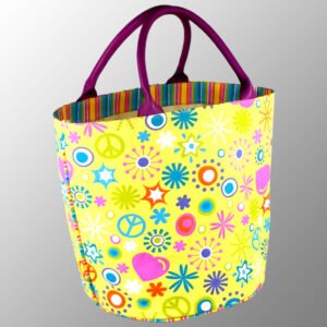 Luxury Printed Canvas Bag with Real Leather Handles
