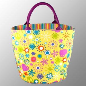 Luxury Printed Canvas Bag with Real Leather Handles
