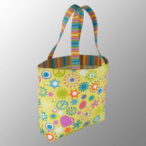 Elegant looking multi color printed bag - made from 10 Oz - 280 GSM - Laminated White Recycled Canvas