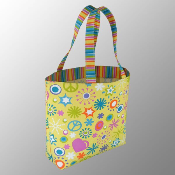 Elegant looking multi color printed bag - made from 10 Oz - 280 GSM - Laminated White Recycled Canvas