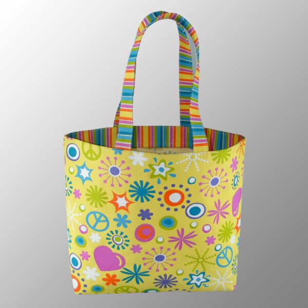 Elegant looking multi color printed bag - made from 10 Oz - 280 GSM - Laminated White Recycled Canvas