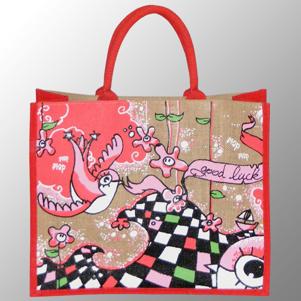 Multi Color Screen Printed Jute Bag