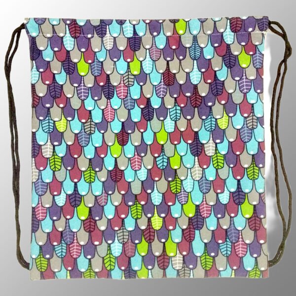 large multicolor canvas drawstring bag