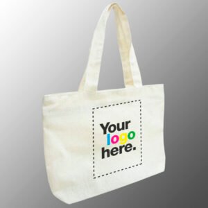 natural canvas bag with zip
